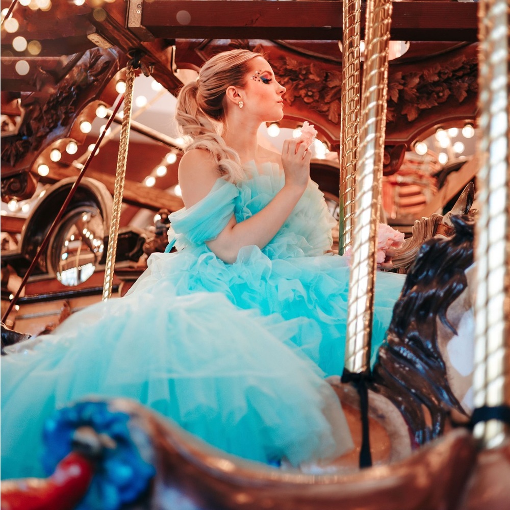 Chic Turquoise Ruffled Maxi Dress - Picture 2 of 5